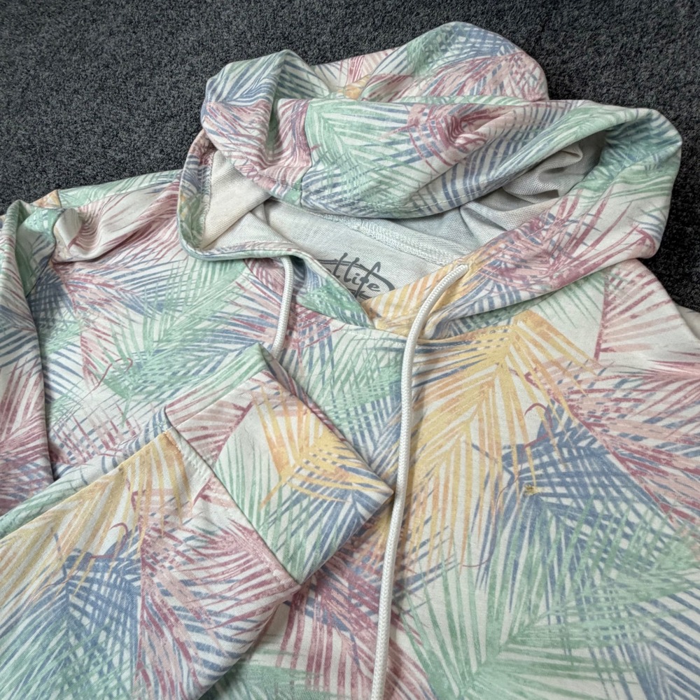 Reel Life Womens XXL Pastel Palm Leaf Print Sun Hoodie Lightweight Performance